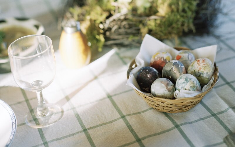 Basket of Painted Eggs