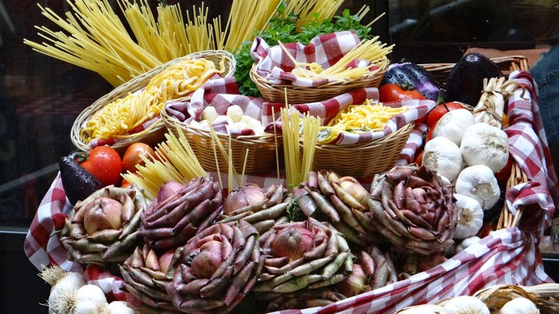 Basket of Pasta and Vegetables
