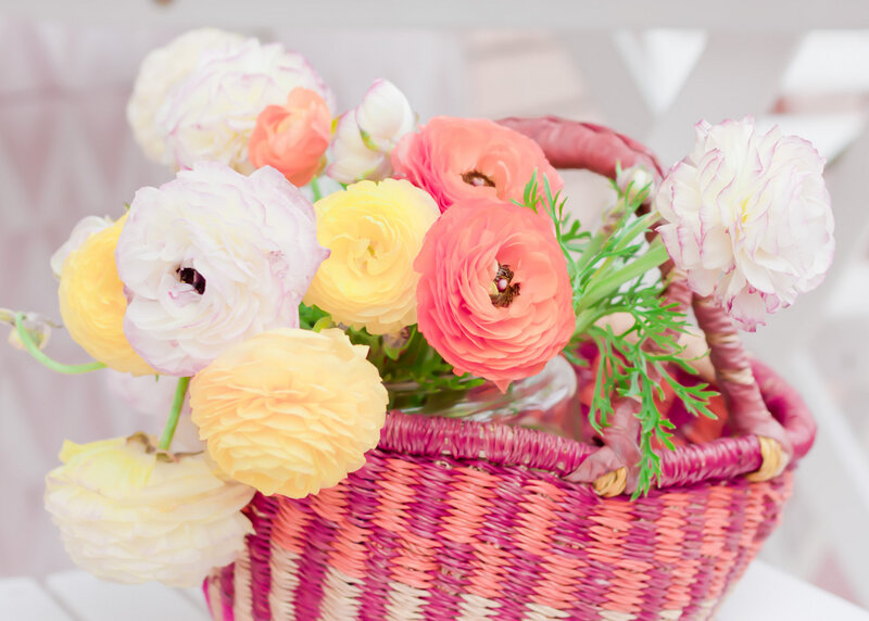 Basket of Ranunculus Flowers