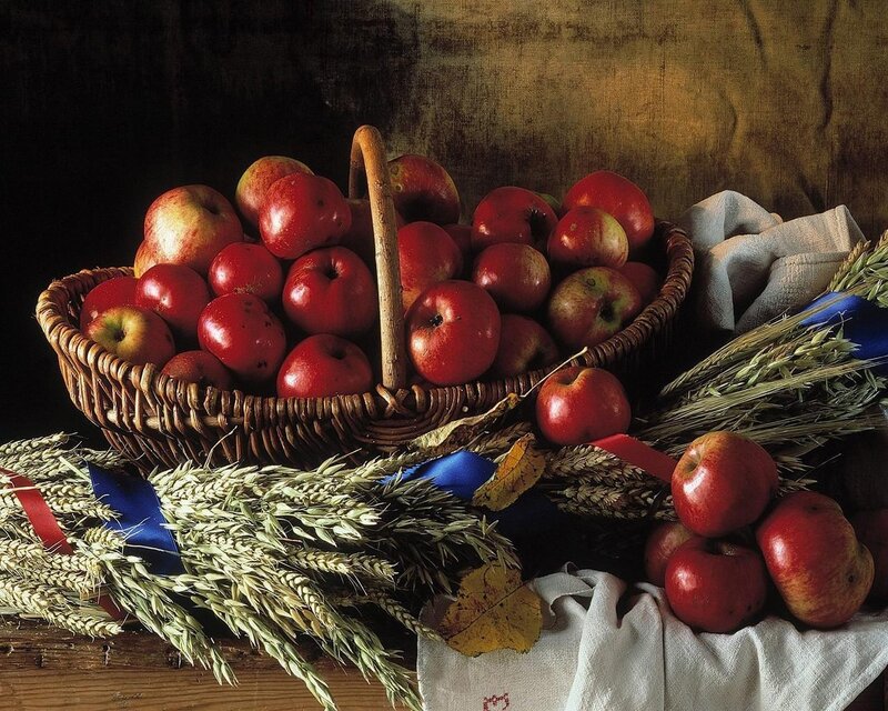 Basket of Red Apples — Dramatic, Autumn