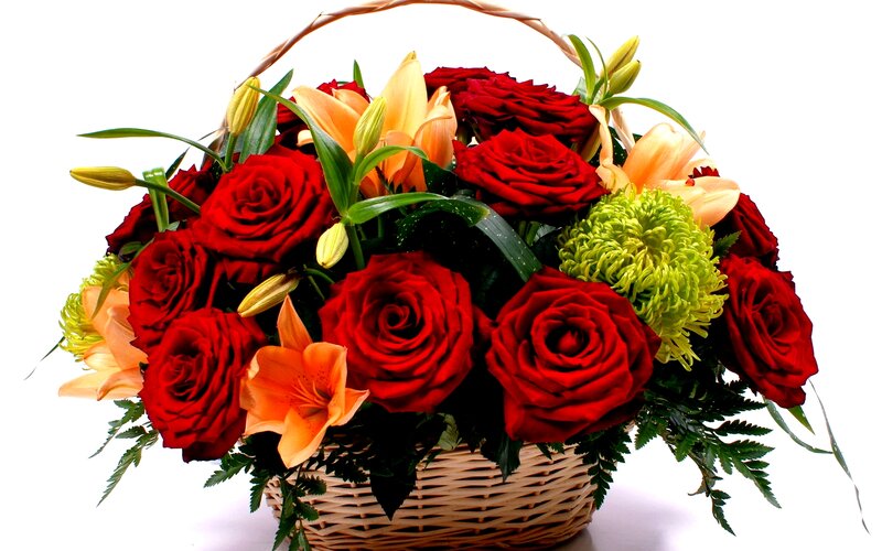 Basket of Red Roses — Festive