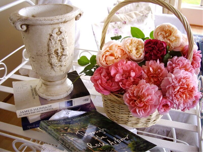 Basket of Roses on Table