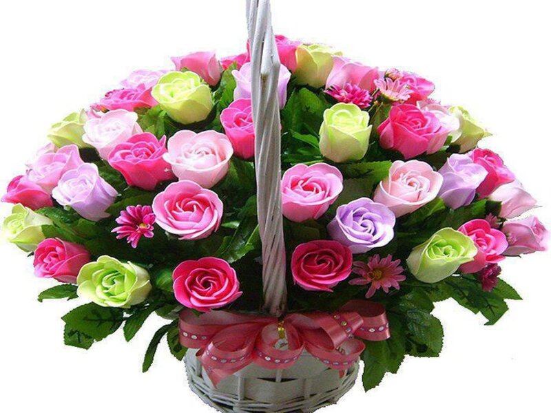 Basket of Roses — Pink, Festive