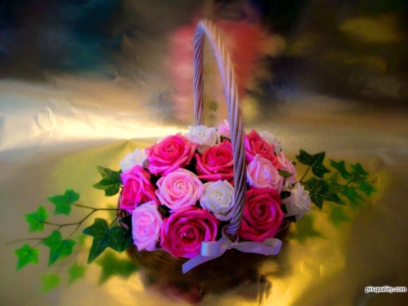 Basket of Roses — Pink, Serene, Photograph