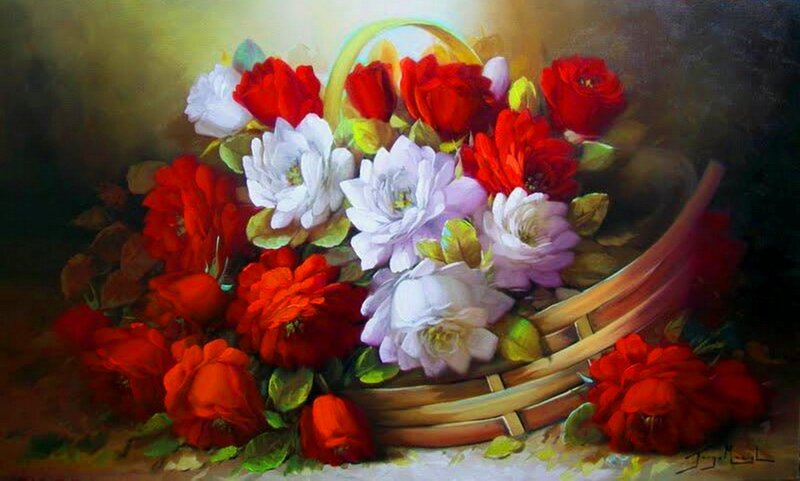 Basket of Roses — Red, Dramatic