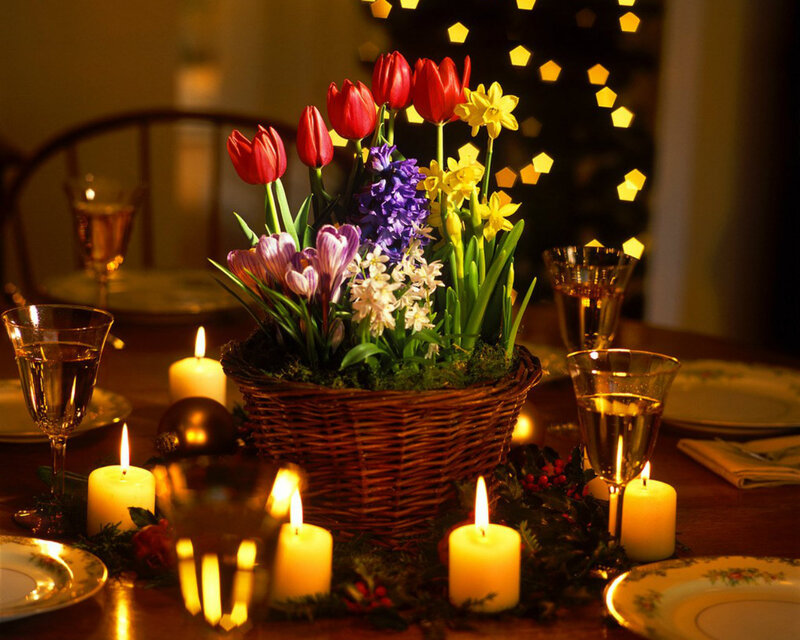 Basket of Spring Flowers — Red