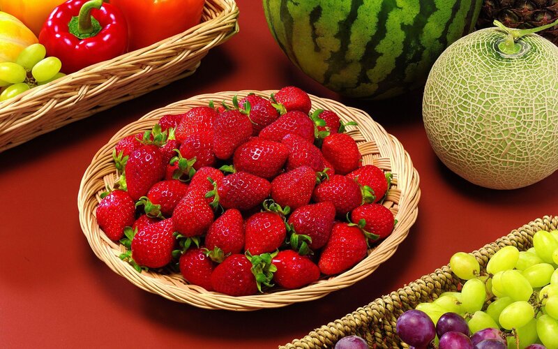Basket of Strawberries — Red, Vibrant