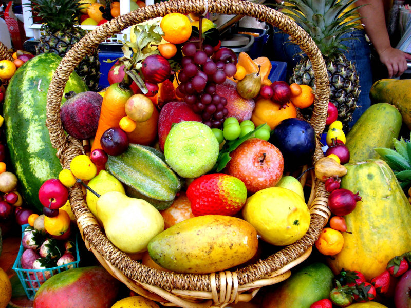 Basket of Tropical Fruits