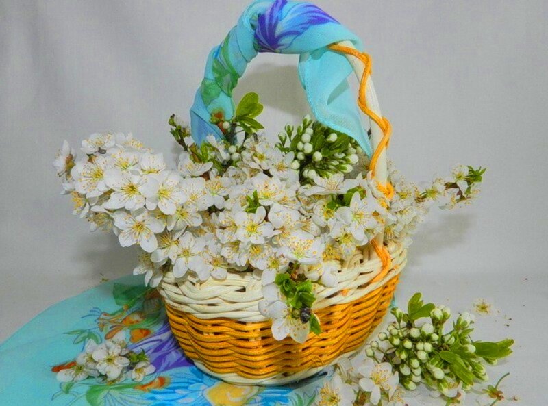 Basket of White Blossoms
