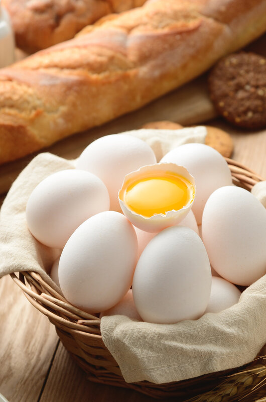 Basket of White Eggs