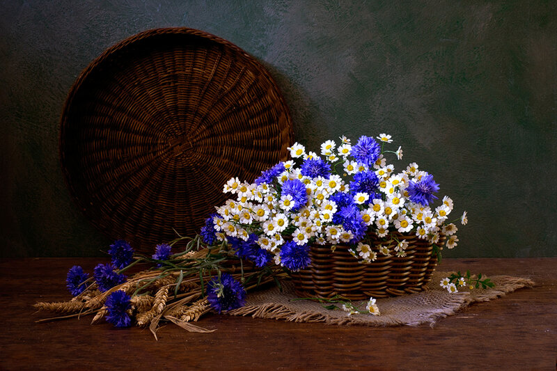 Basket of Wildflowers — Blue