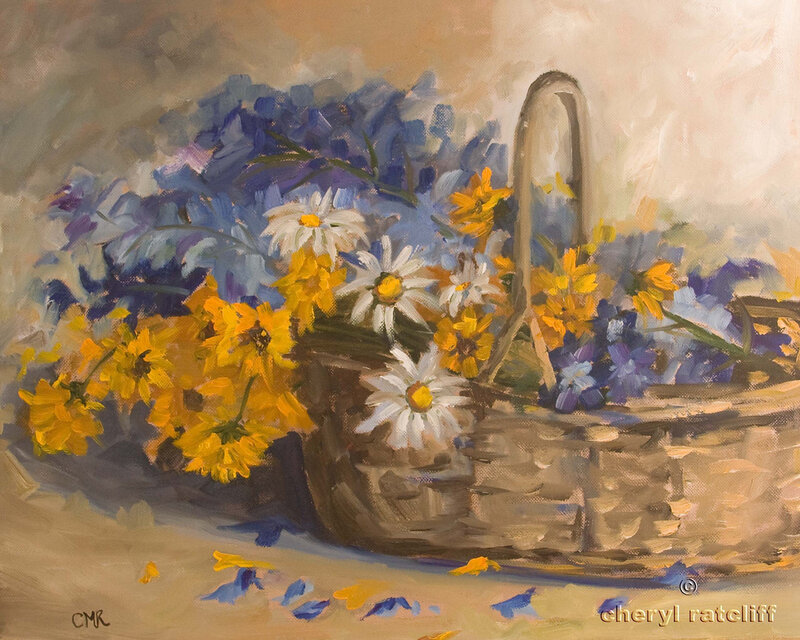 Basket of Wildflowers — Yellow