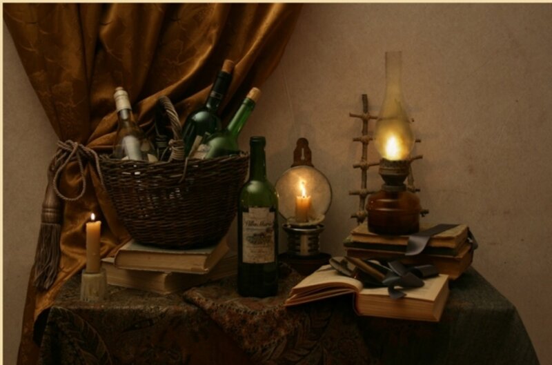 Basket of Wine Bottles
