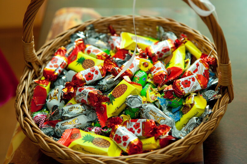 Basket of Wrapped Candies