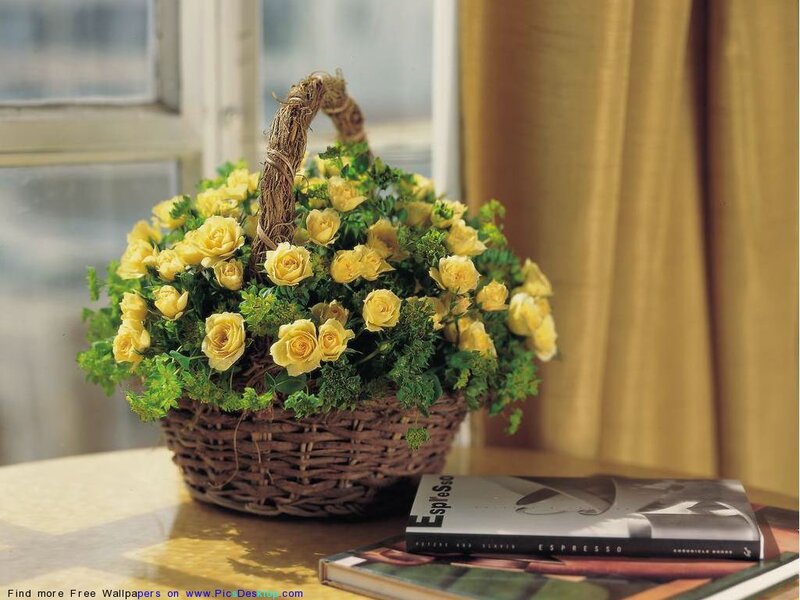 Basket of Yellow Roses