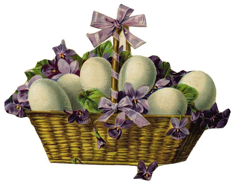 Basket with Eggs and Flowers