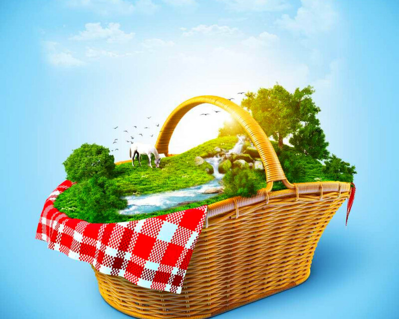 Basket with Miniature Landscape