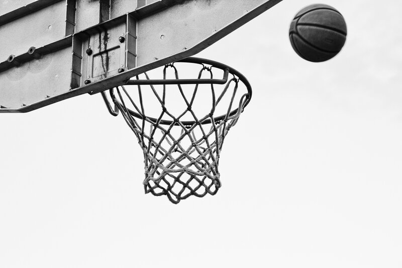 Basketball Approaching Hoop