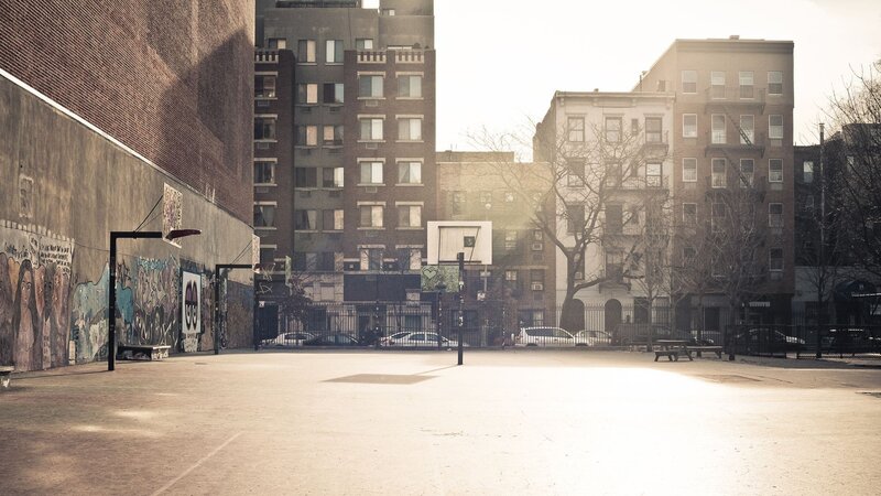 Basketball Court in Alley — Brown