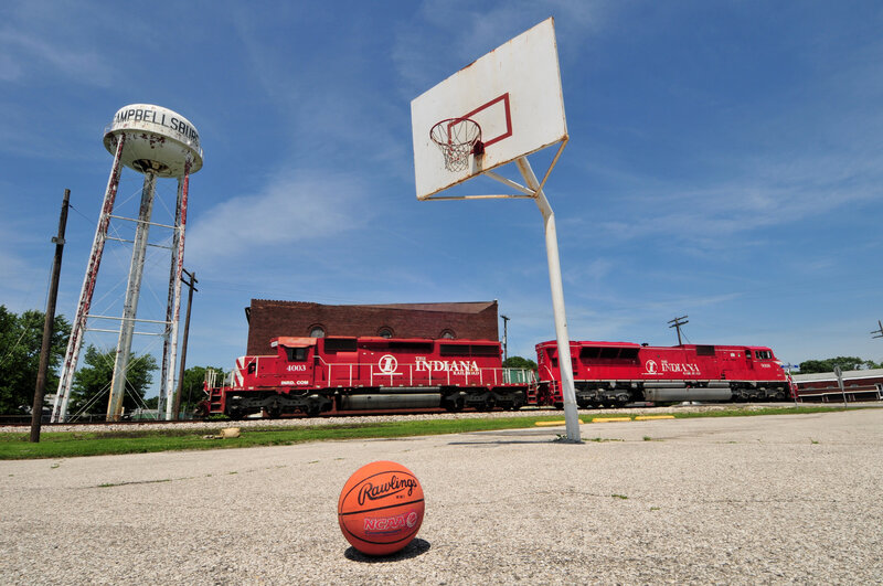 Basketball court near train in Campbellsville