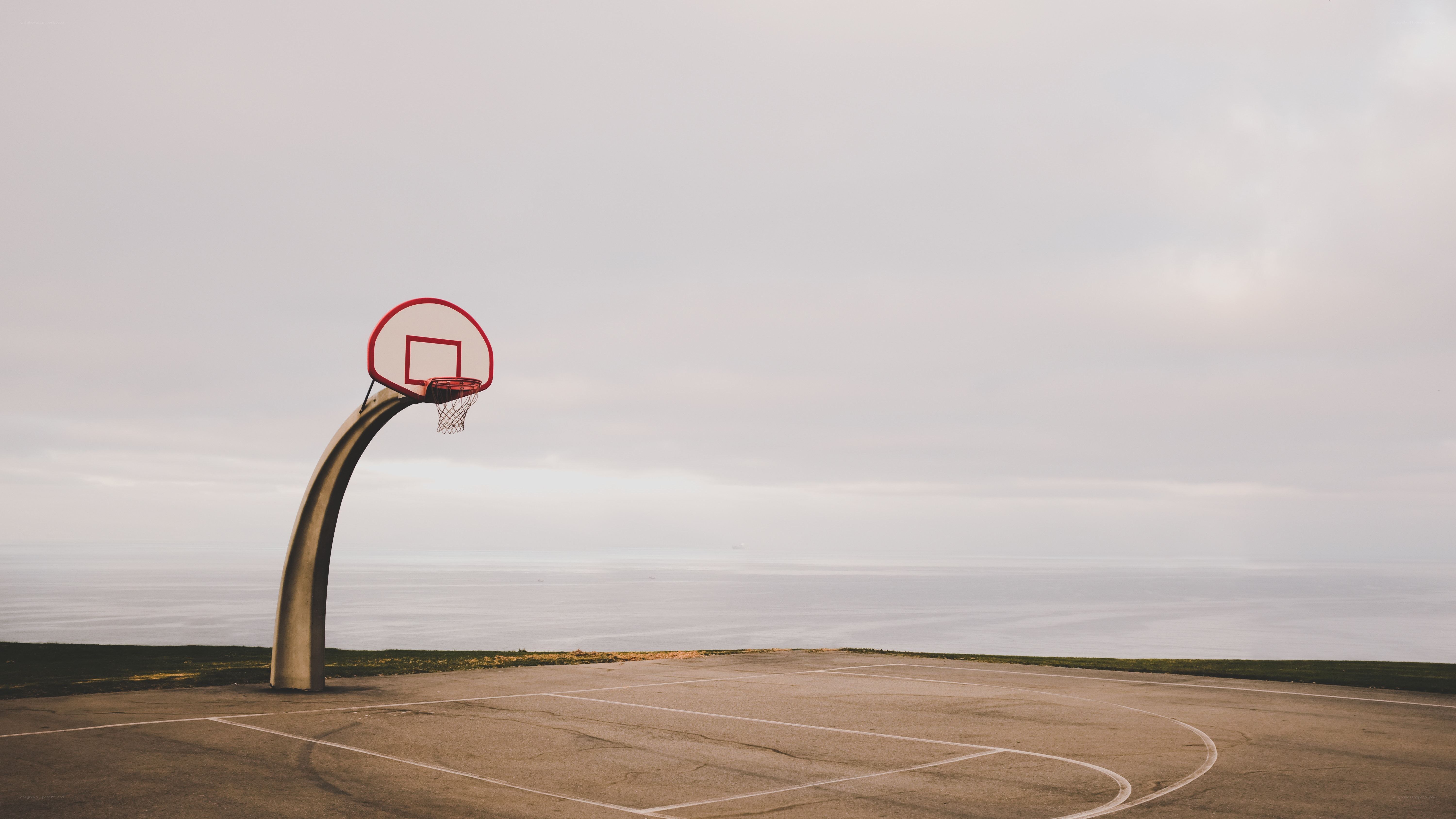 basketball court overlooking the ocean