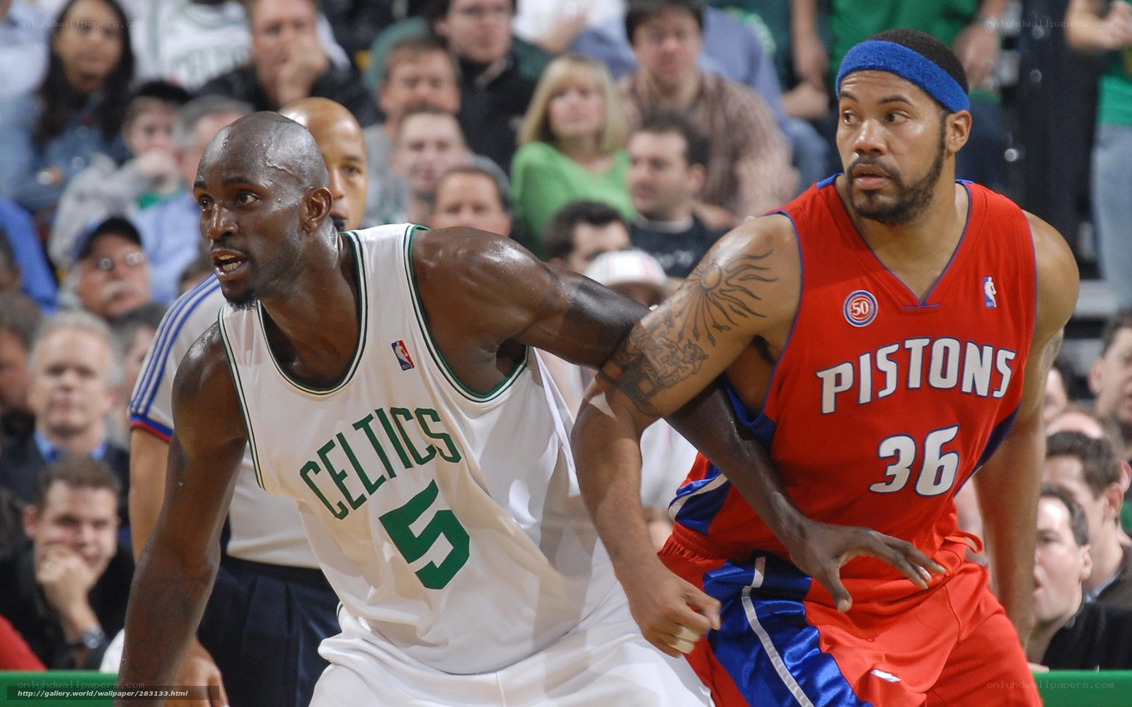 Basketball game between Celtics and Pistons