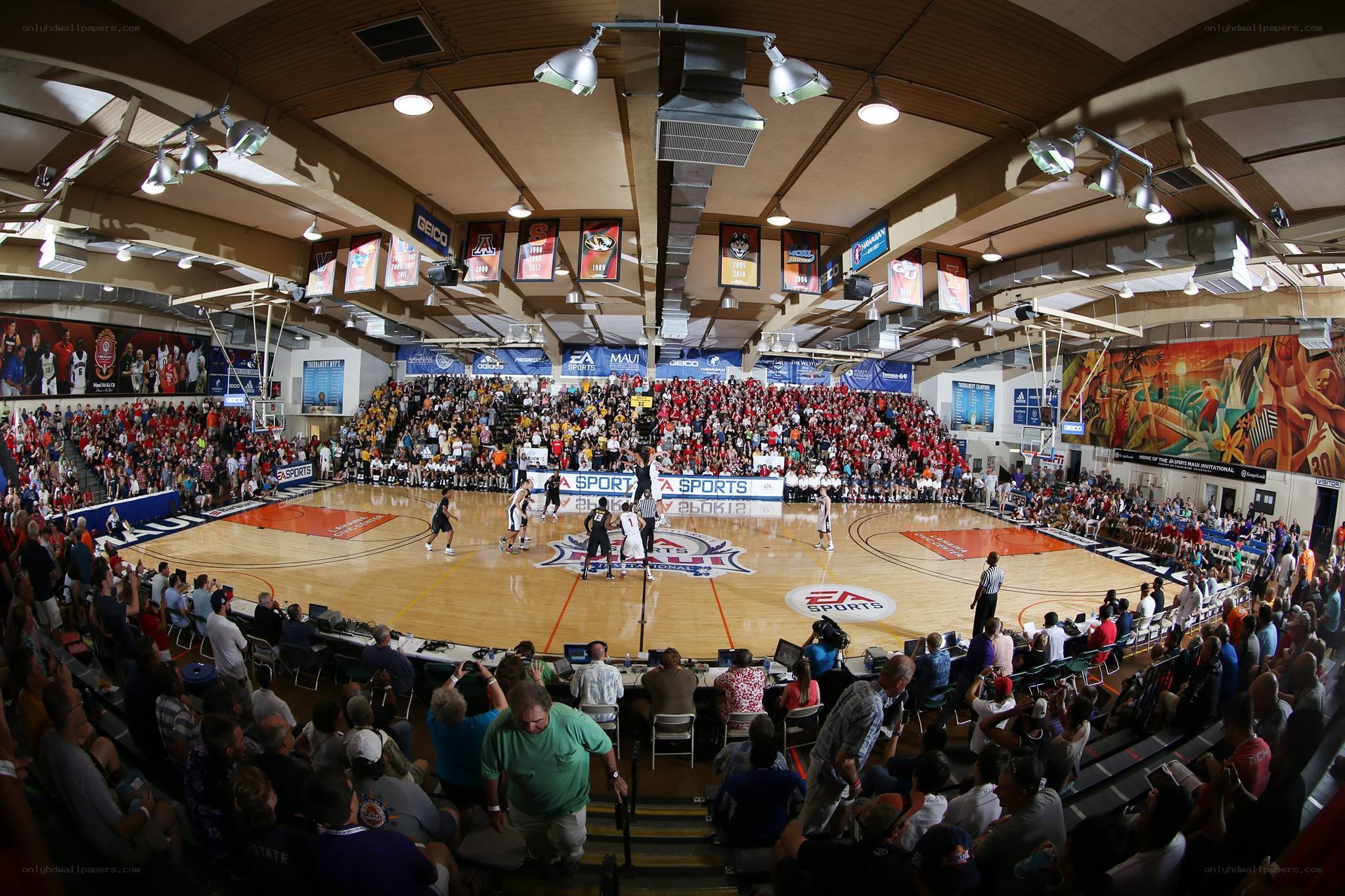 basketball game in arena