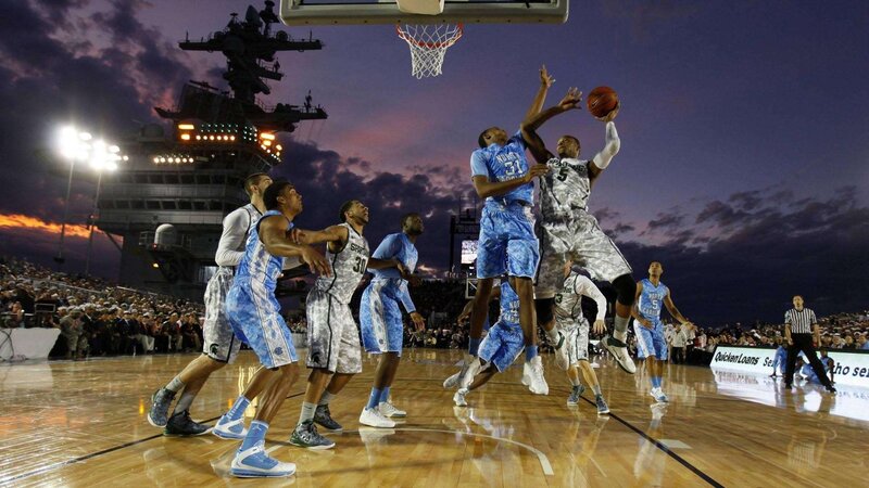 basketball game on aircraft carrier