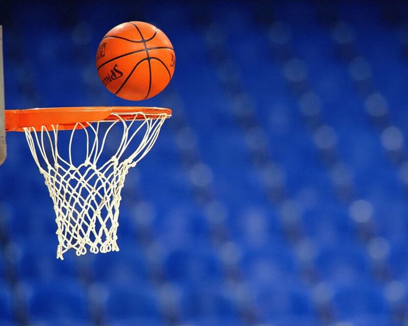 Basketball Going Through Hoop — Blue, Dynamic