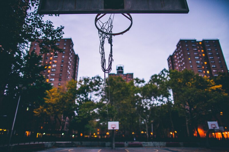Basketball Hoop at Dusk