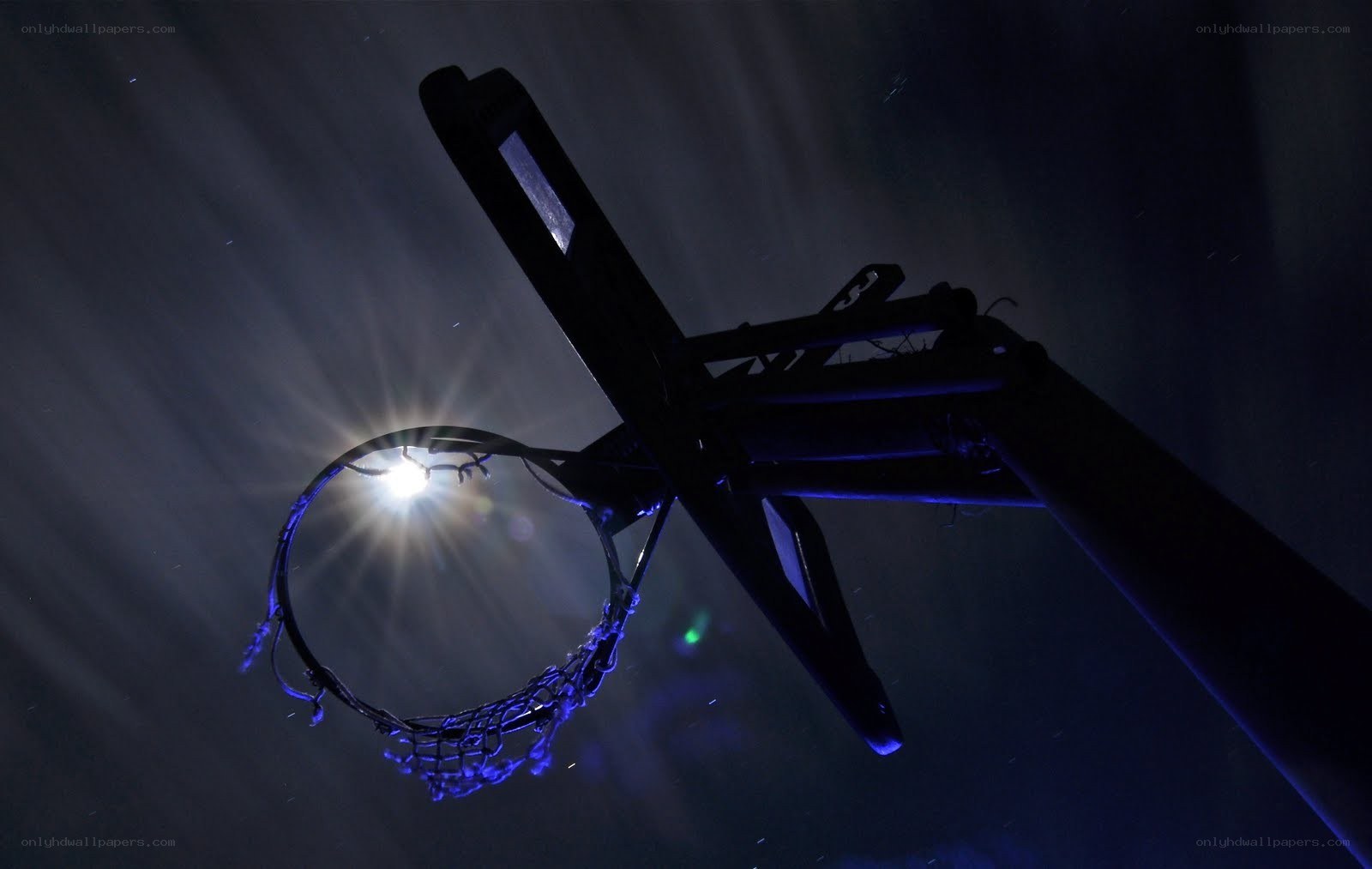 basketball hoop at night