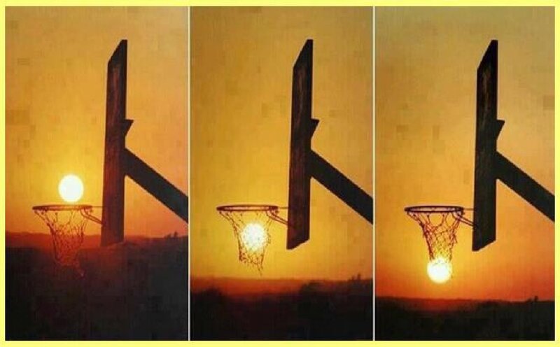 Basketball Hoop at Sunset — Orange