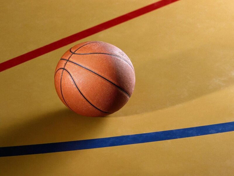 basketball on court floor