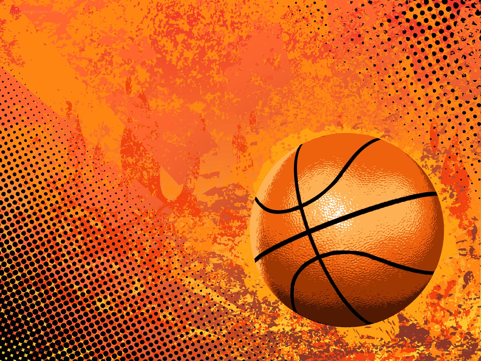 basketball on fiery background