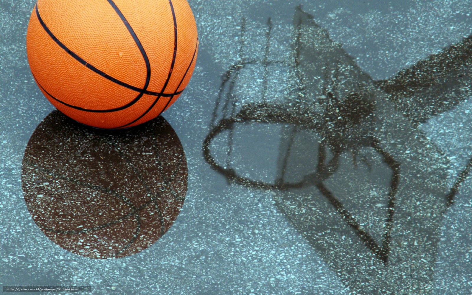 Basketball on wet pavement