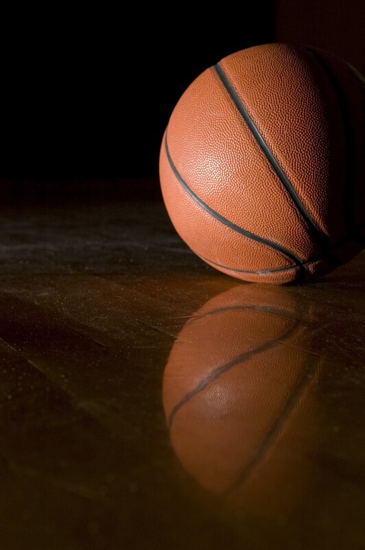 basketball on wooden court