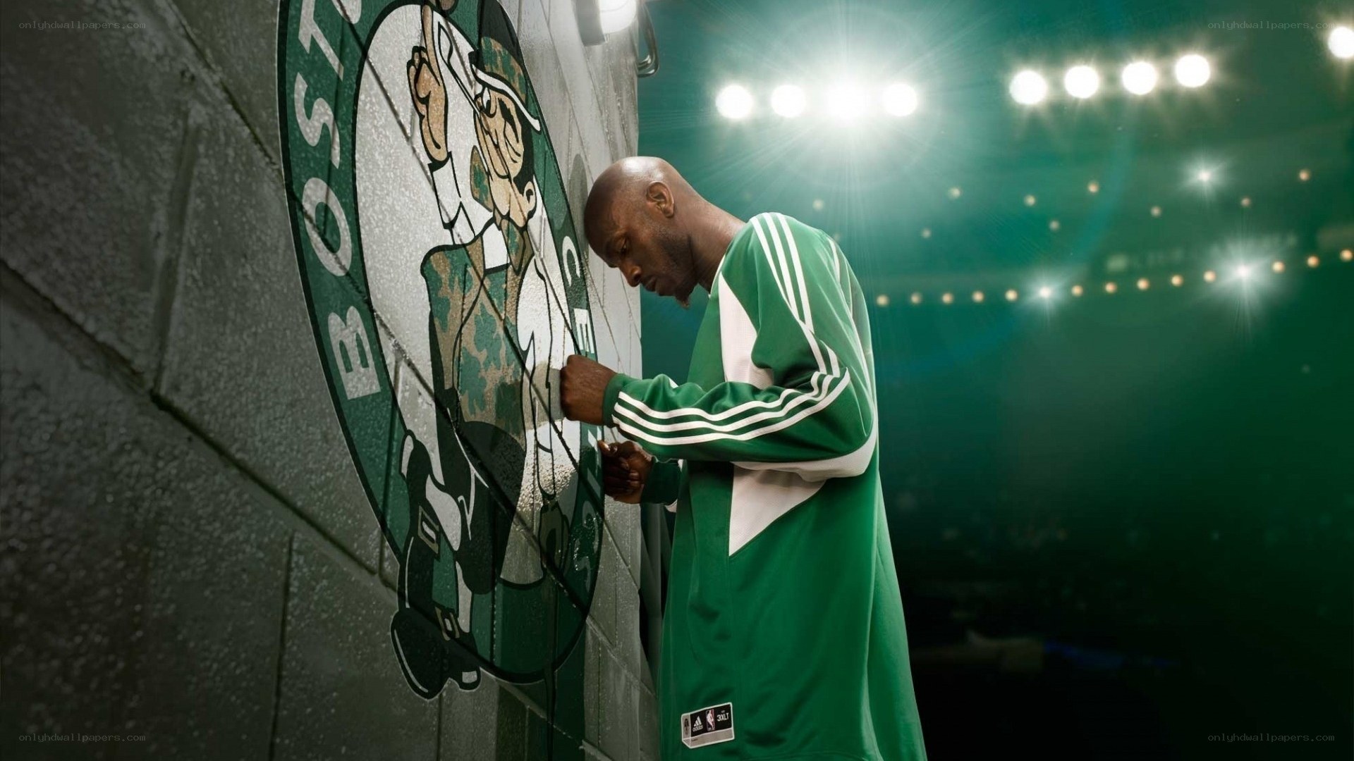 basketball player at boston celtics logo