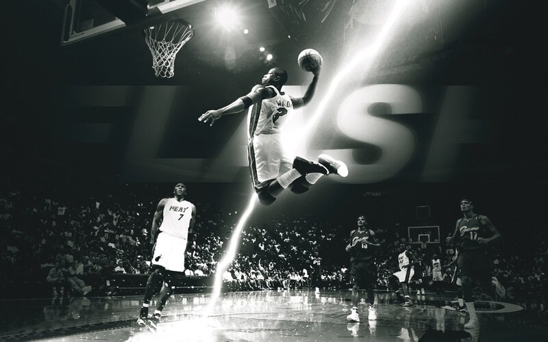 Basketball Player Dunking — Black, Dramatic, Night, Photograph