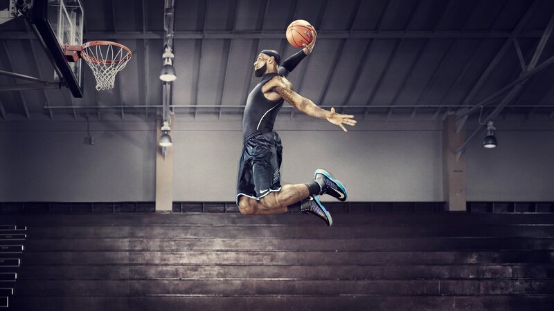 Basketball Player Dunking — Black, Dramatic, Photograph, Basketball Hoop
