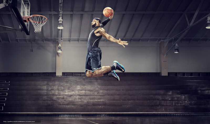 Basketball Player Dunking — Black, Dramatic, Photograph, Hoop, Gym