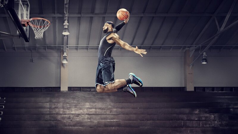 Basketball Player Dunking — Black, Dynamic, Photograph