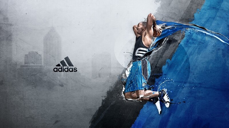 Basketball Player Dunking — Blue, Dynamic, Digital Art, City Skyline