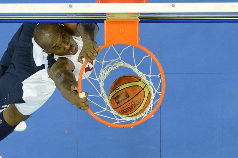 Basketball Player Dunking — Blue, Dynamic, Photograph