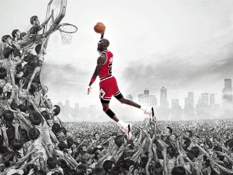 Basketball Player Dunking — Red, Dramatic, Illustration