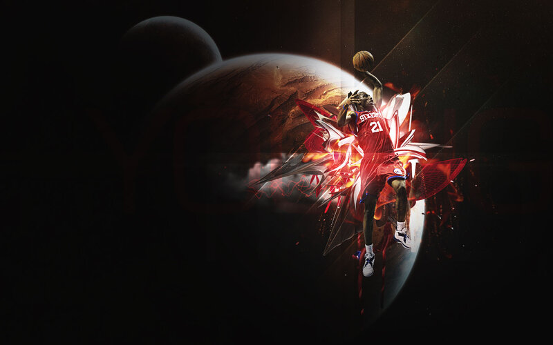 Basketball Player Dunking — Red, Dramatic