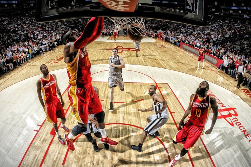 Basketball Player Dunking — Red, Dynamic, Photograph