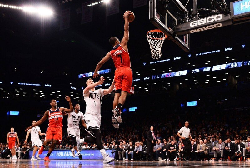 Basketball Player Dunking — Red, Dynamic