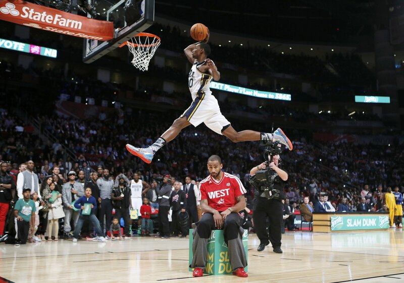 Basketball Player Dunking — White, Dynamic