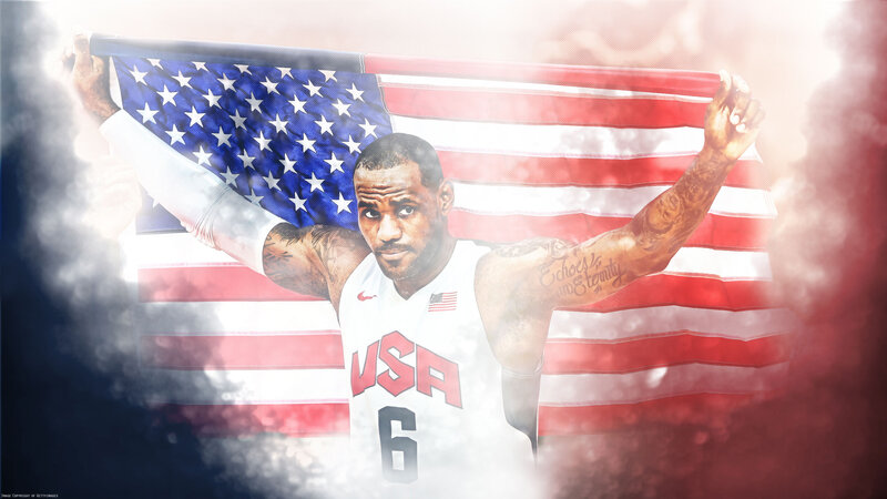 Basketball Player Holding Flag