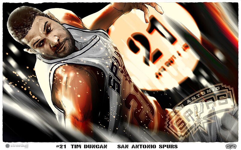 Basketball Player in Action — Black, Dramatic, Digital Art, San Antonio Spurs Logo